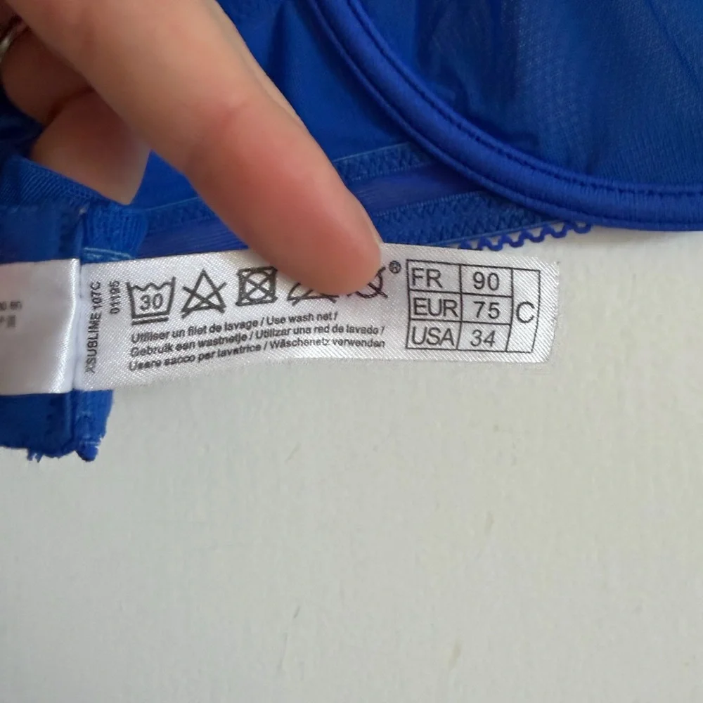 Princesse Tam Tam Royal Blue Underwire Mesh Dainty Bra size 34C EUC